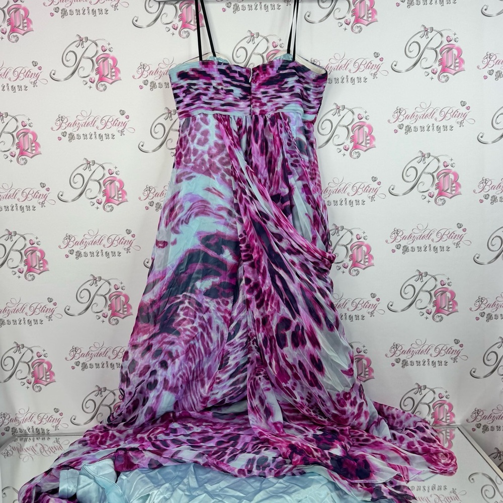 Laundry By Shelli Segal dress cheetah print leopard animal Light Blue Garment - Picture 3 of 13